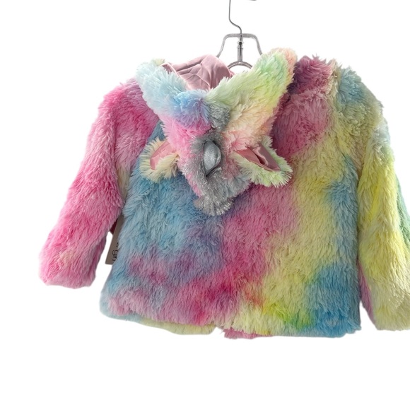 NWT Chenault Multicolor Unicorn Kids Furry Puffer Jacket - Picture 4 of 6
